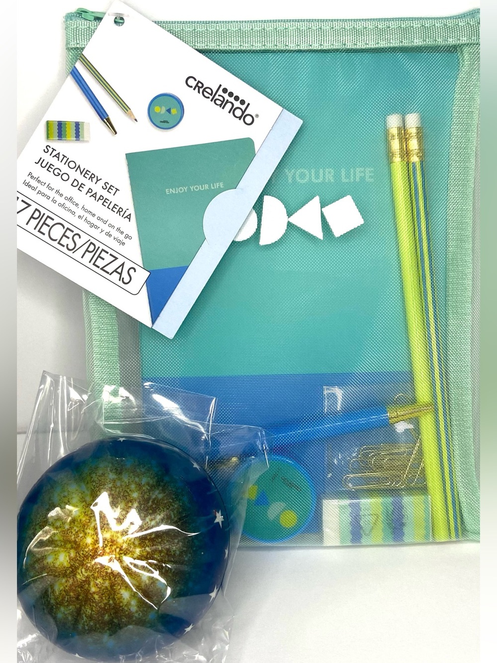 Crelando Turquoise Stationery Set with Yellow Accents